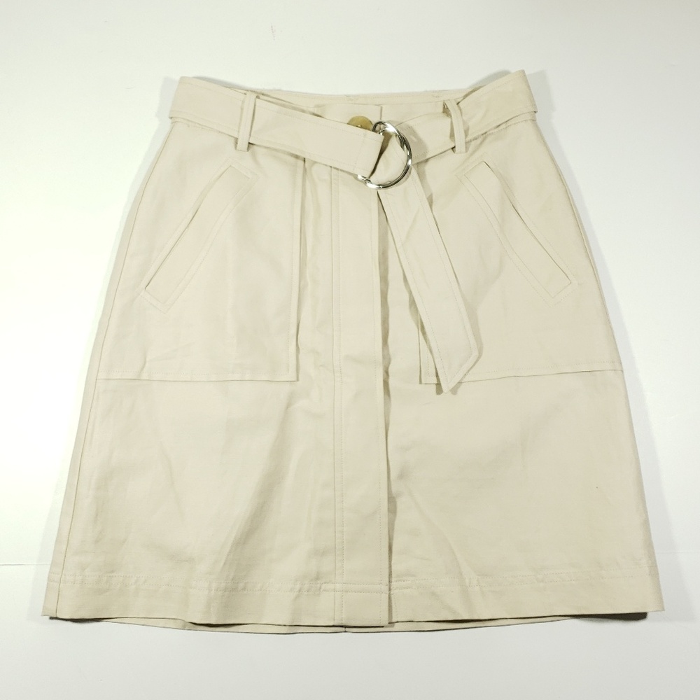 Ann taylor button down tan cream skirt belt